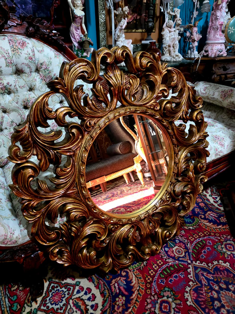 💫Round Circus Style Mirror — Golden Majesty in Resin and Polyurethane💫