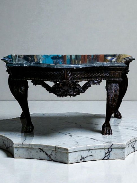 🖤 Credenza tallada en madera con cubierta de imitación mármol negro – Elegancia clásica para tu hogar 🖤