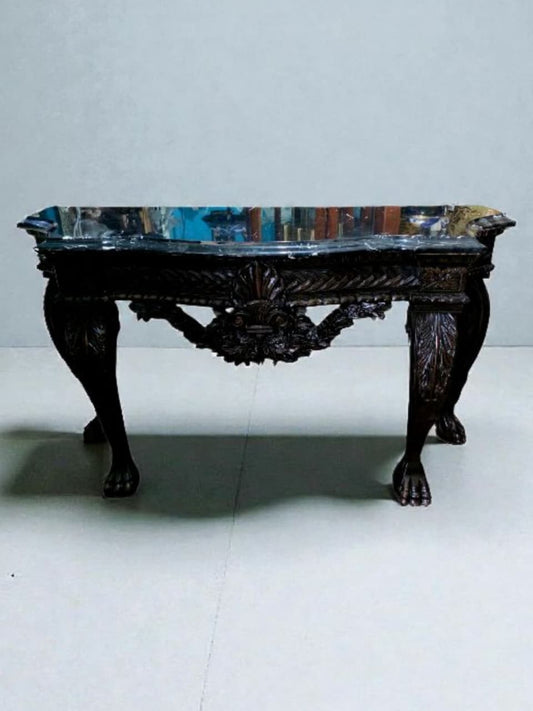 🖤 Credenza tallada en madera con cubierta de imitación mármol negro – Elegancia clásica para tu hogar 🖤