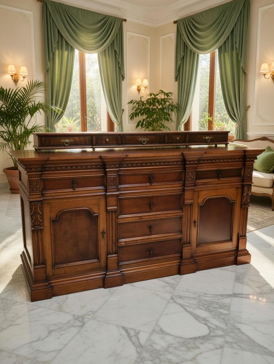 🌿🏛️ Bufetero / Cómoda Antigua con Regalía Superior 🪞🪵