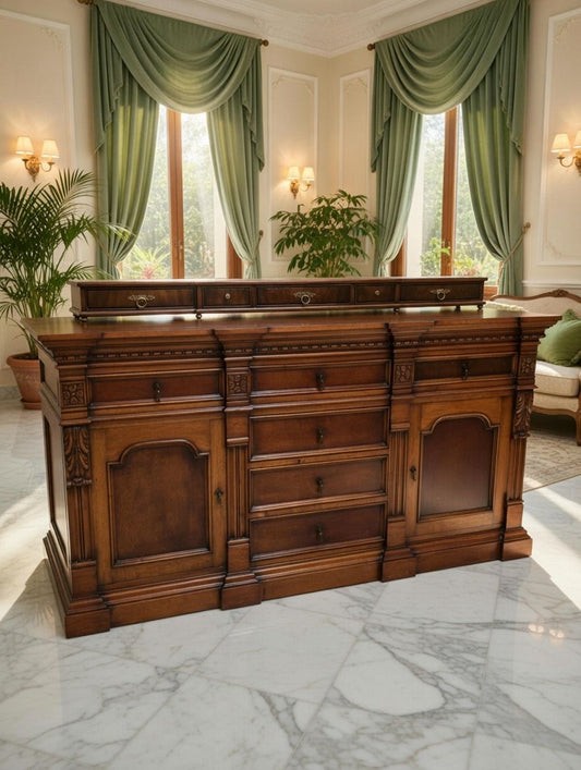 🌿🏛️ Antique Buffet/Chest of Drawers with Superior Regalia 🪞🪵