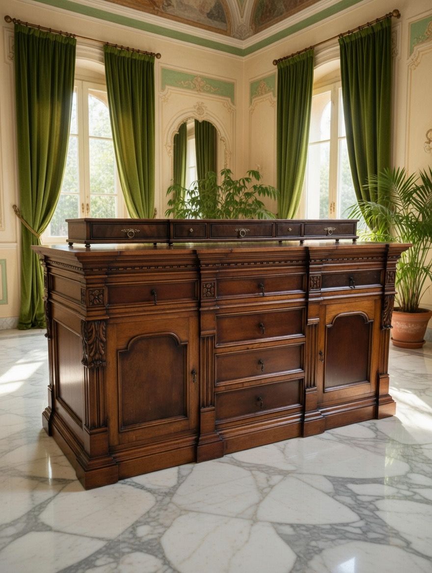 🌿🏛️ Bufetero / Cómoda Antigua con Regalía Superior 🪞🪵