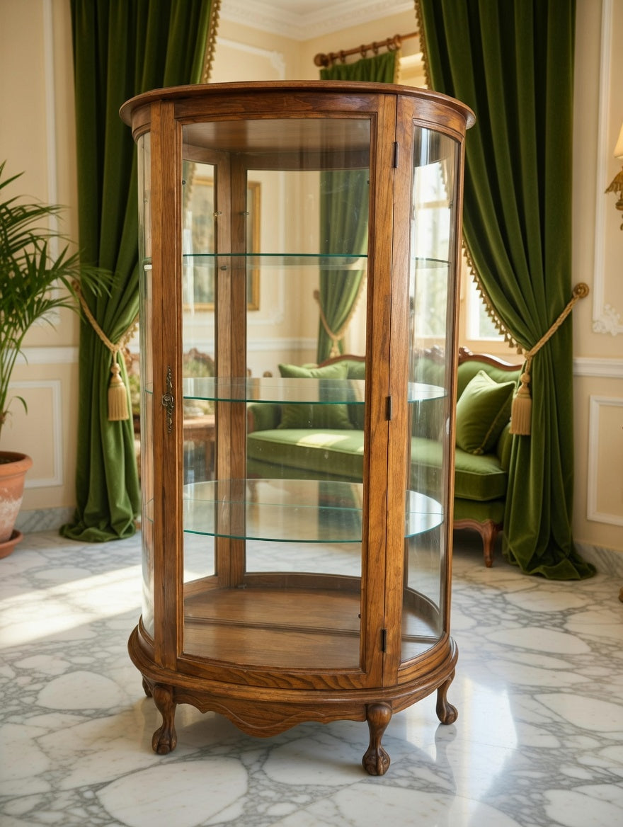 🌿🏛️🌿 Vitrina de Madera con Vidrios Curvados 🌿🏛️🌿
