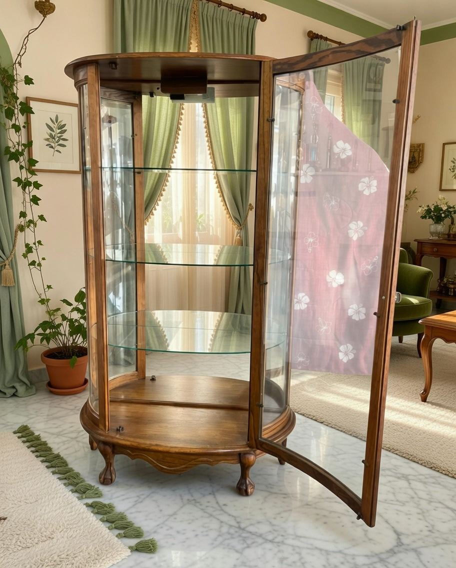 🌿🏛️🌿 Vitrina de Madera con Vidrios Curvados 🌿🏛️🌿
