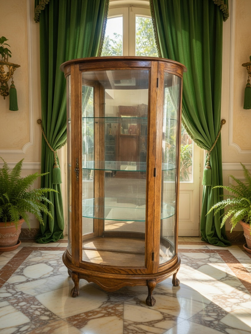 🌿🏛️🌿 Vitrina de Madera con Vidrios Curvados 🌿🏛️🌿