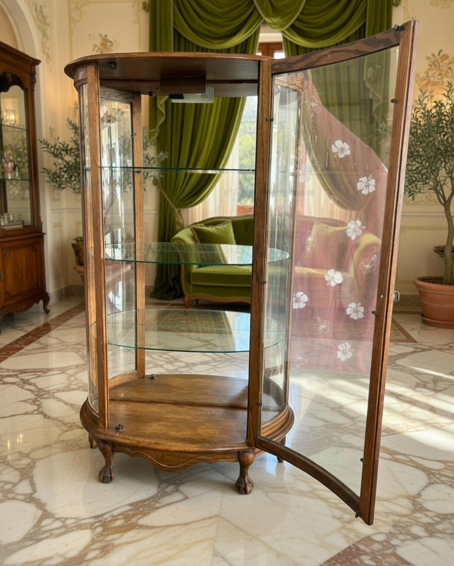 🌿🏛️🌿 Vitrina de Madera con Vidrios Curvados 🌿🏛️🌿