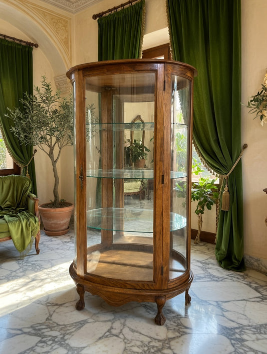 🌿🏛️🌿 Vitrina de Madera con Vidrios Curvados 🌿🏛️🌿