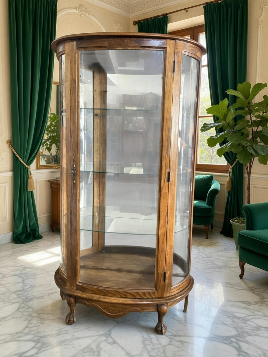 🌿🏛️🌿 Vitrina de Madera con Vidrios Curvados 🌿🏛️🌿