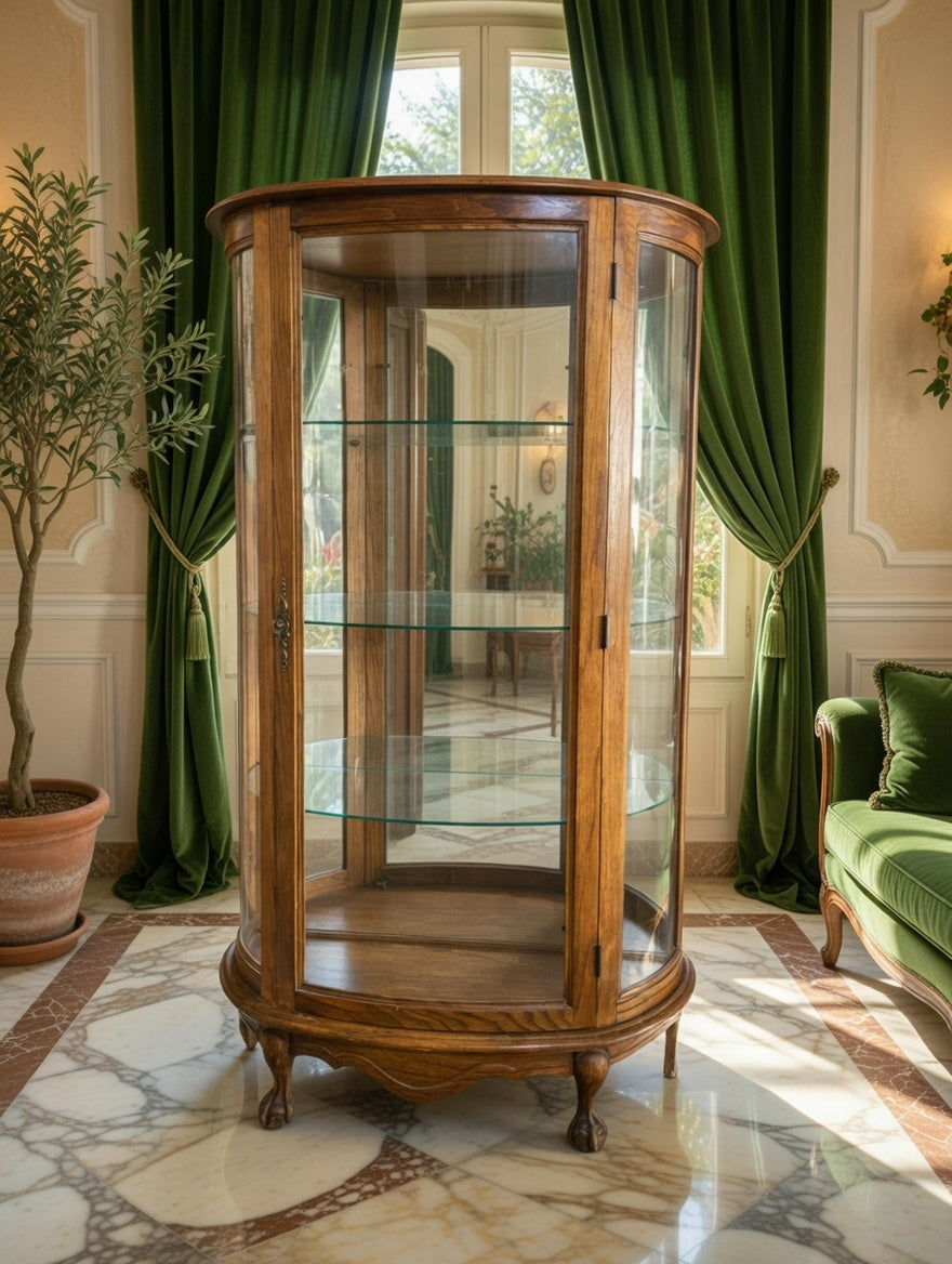 🌿🏛️🌿 Vitrina de Madera con Vidrios Curvados 🌿🏛️🌿