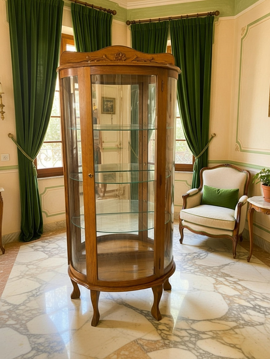 🌿🏛️🌿 Vitrina de Madera con Vidrios Curvados 🌿🏛️🌿