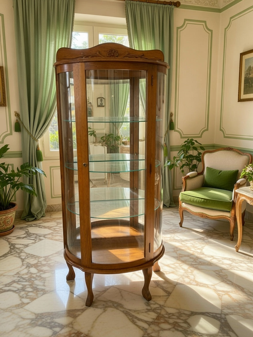 🌿🏛️🌿 Vitrina de Madera con Vidrios Curvados 🌿🏛️🌿