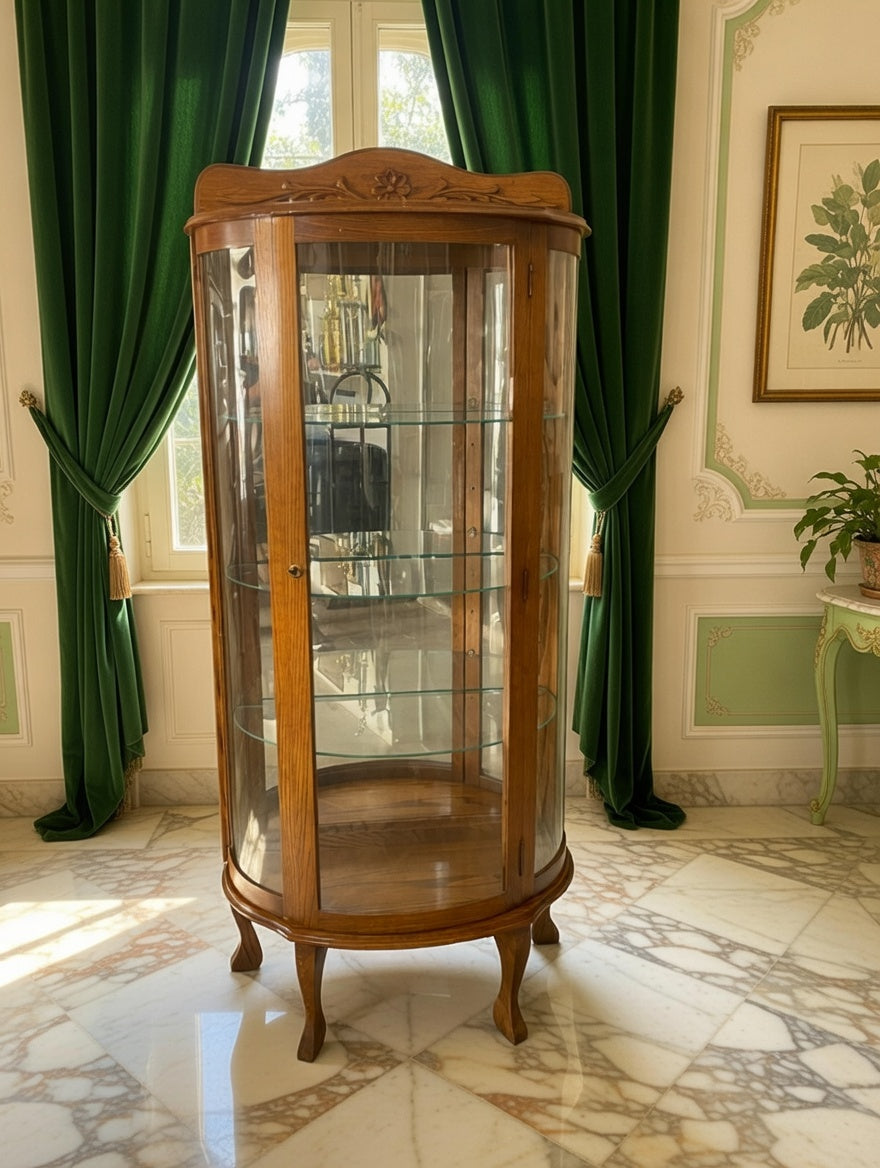 🌿🏛️🌿 Vitrina de Madera con Vidrios Curvados 🌿🏛️🌿