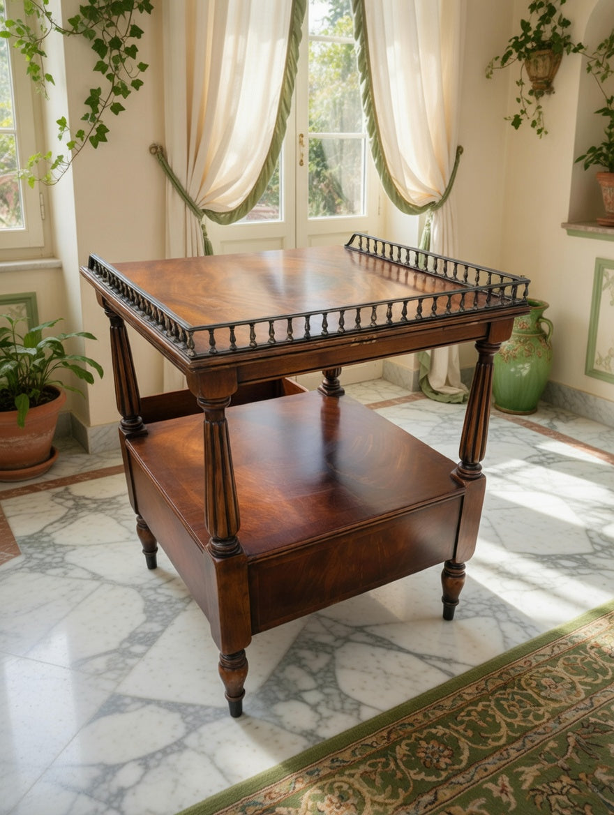 Mid-Century Hollywood Regency Flamed Mahogany Side Table✨