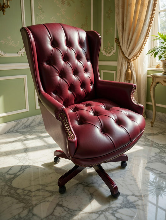 Chesterfield Style Tufted Faux Leather Executive Chair