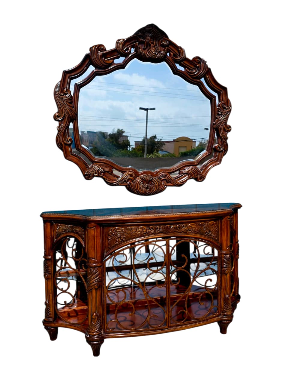 Console with Mirror – AICO Essex Manor 🪞🌿🏛️