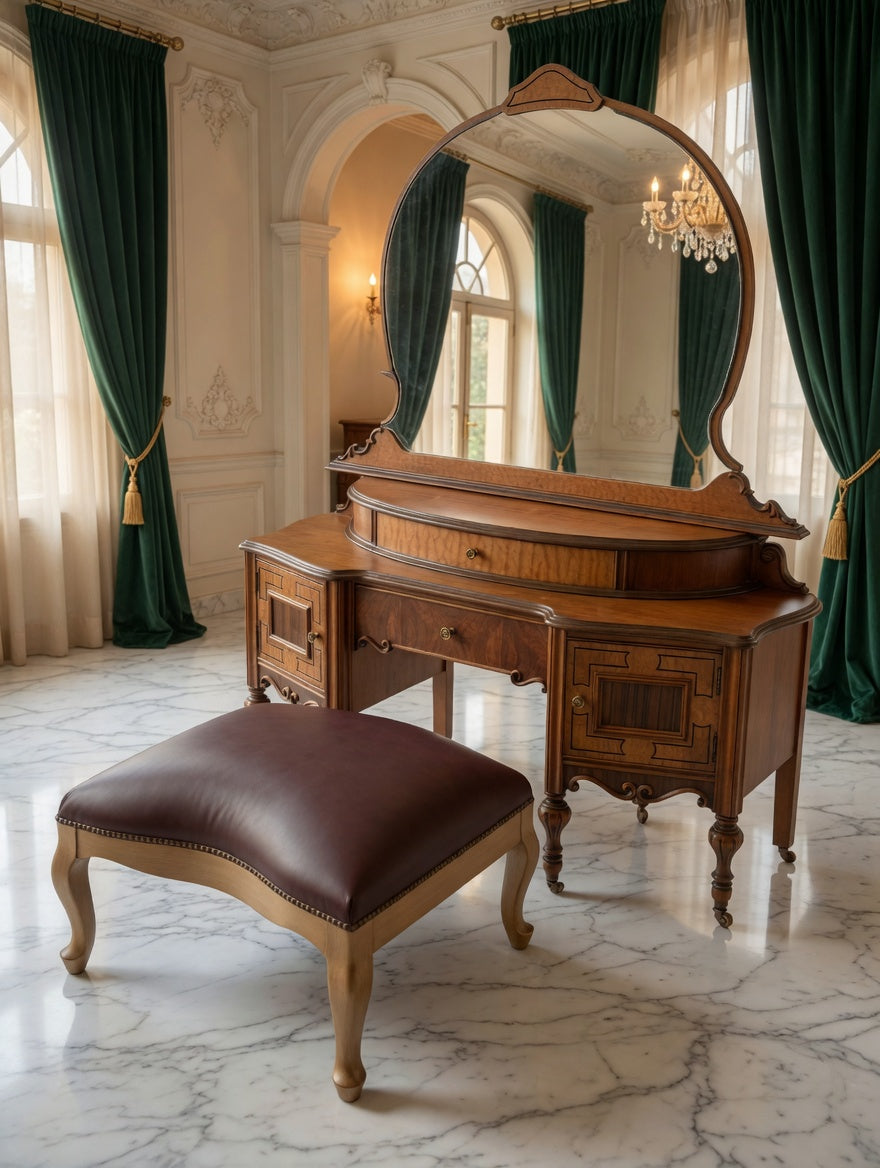 Louis XV Dressing Table with Mirror – Rococo Revival🌿