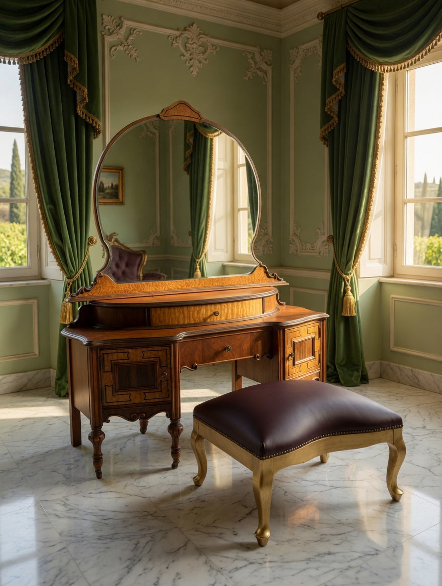 Louis XV Dressing Table with Mirror – Rococo Revival🌿