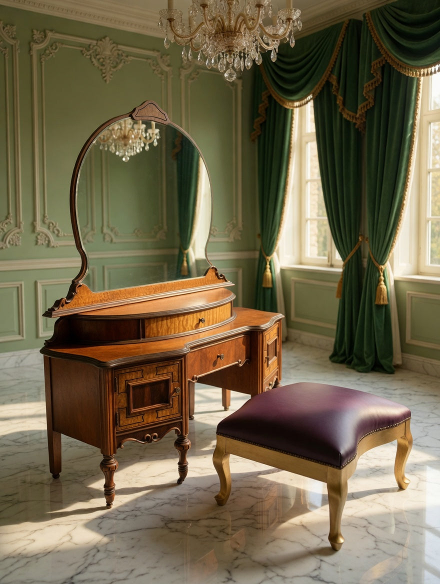 Louis XV Dressing Table with Mirror – Rococo Revival🌿