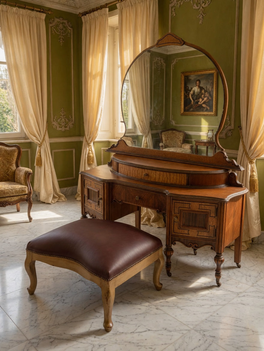 Louis XV Dressing Table with Mirror – Rococo Revival🌿