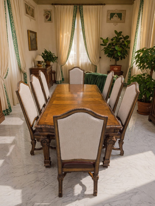 Comedor De 8 Sillas Modelo Casa Mollino – Ashley Furniture, Elegancia Clásica con Historia ✨🪞🍷