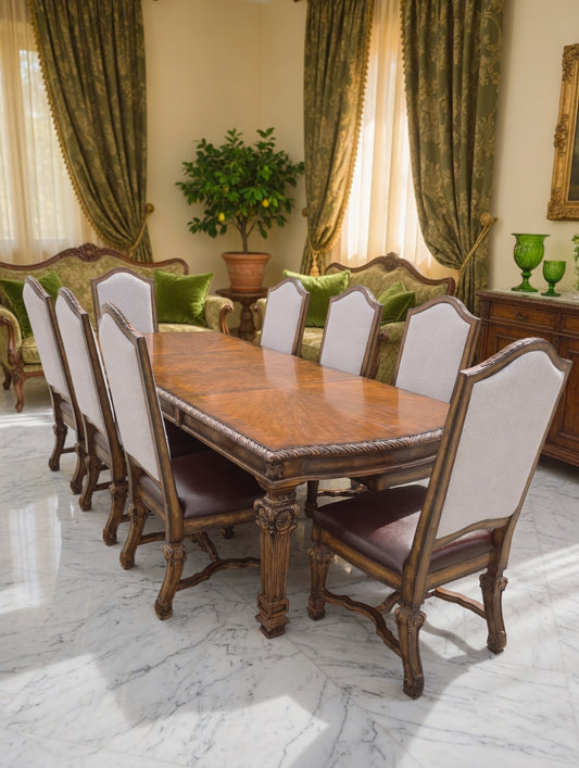 Comedor De 8 Sillas Modelo Casa Mollino – Ashley Furniture, Elegancia Clásica con Historia ✨🪞🍷