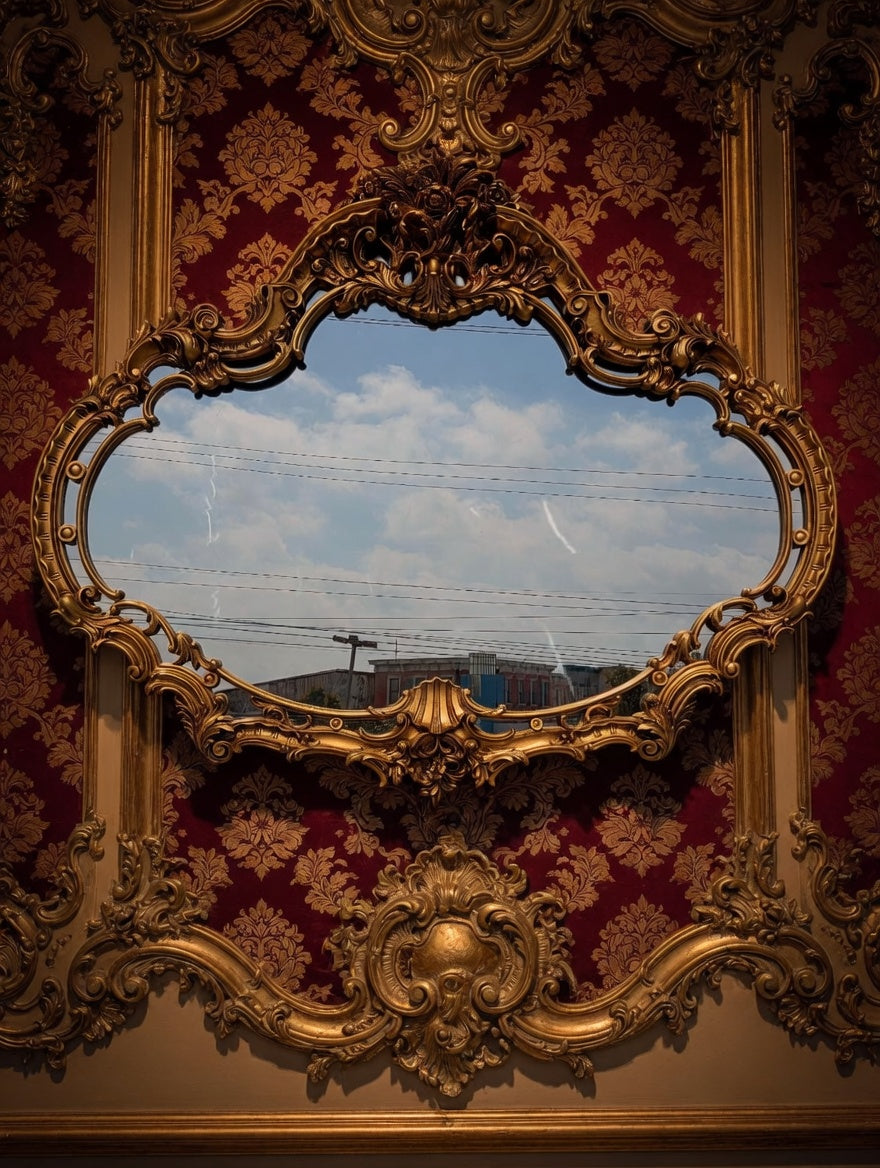 Hollywood Regency Aged Gold Mirror 🪞🍷🌿