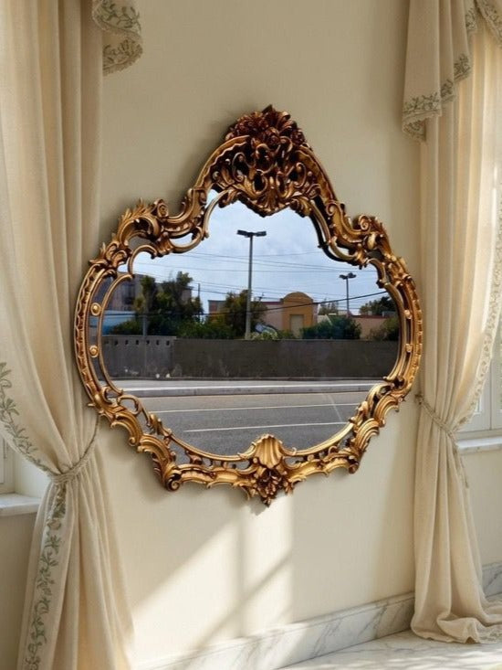Hollywood Regency Aged Gold Mirror 🪞🍷🌿