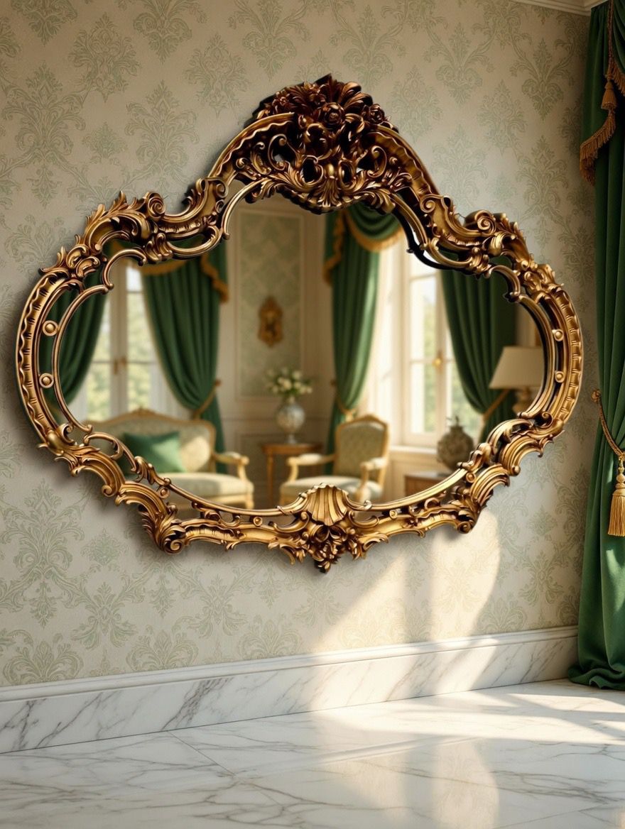 Hollywood Regency Aged Gold Mirror 🪞🍷🌿