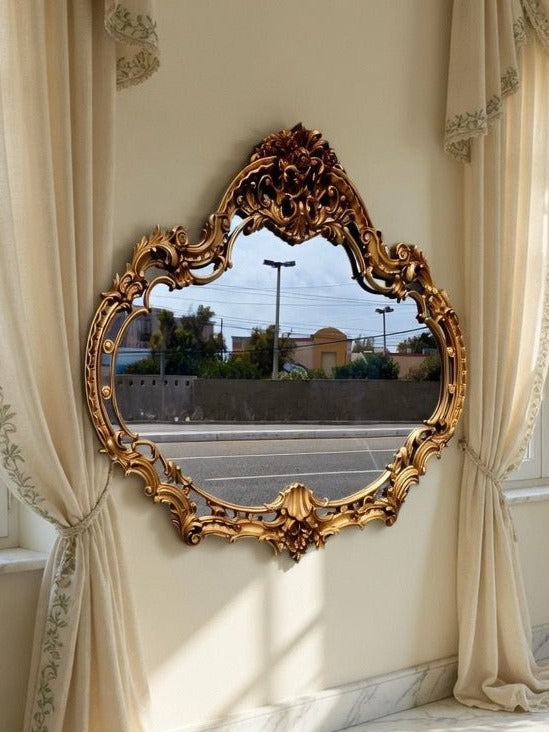 Hollywood Regency Aged Gold Mirror 🪞🍷🌿