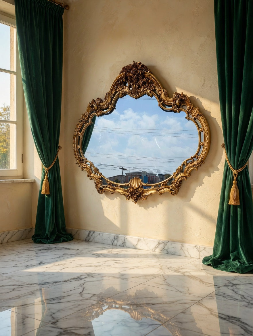 Hollywood Regency Aged Gold Mirror 🪞🍷🌿