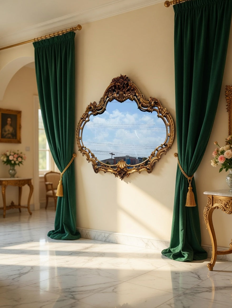 Hollywood Regency Aged Gold Mirror 🪞🍷🌿