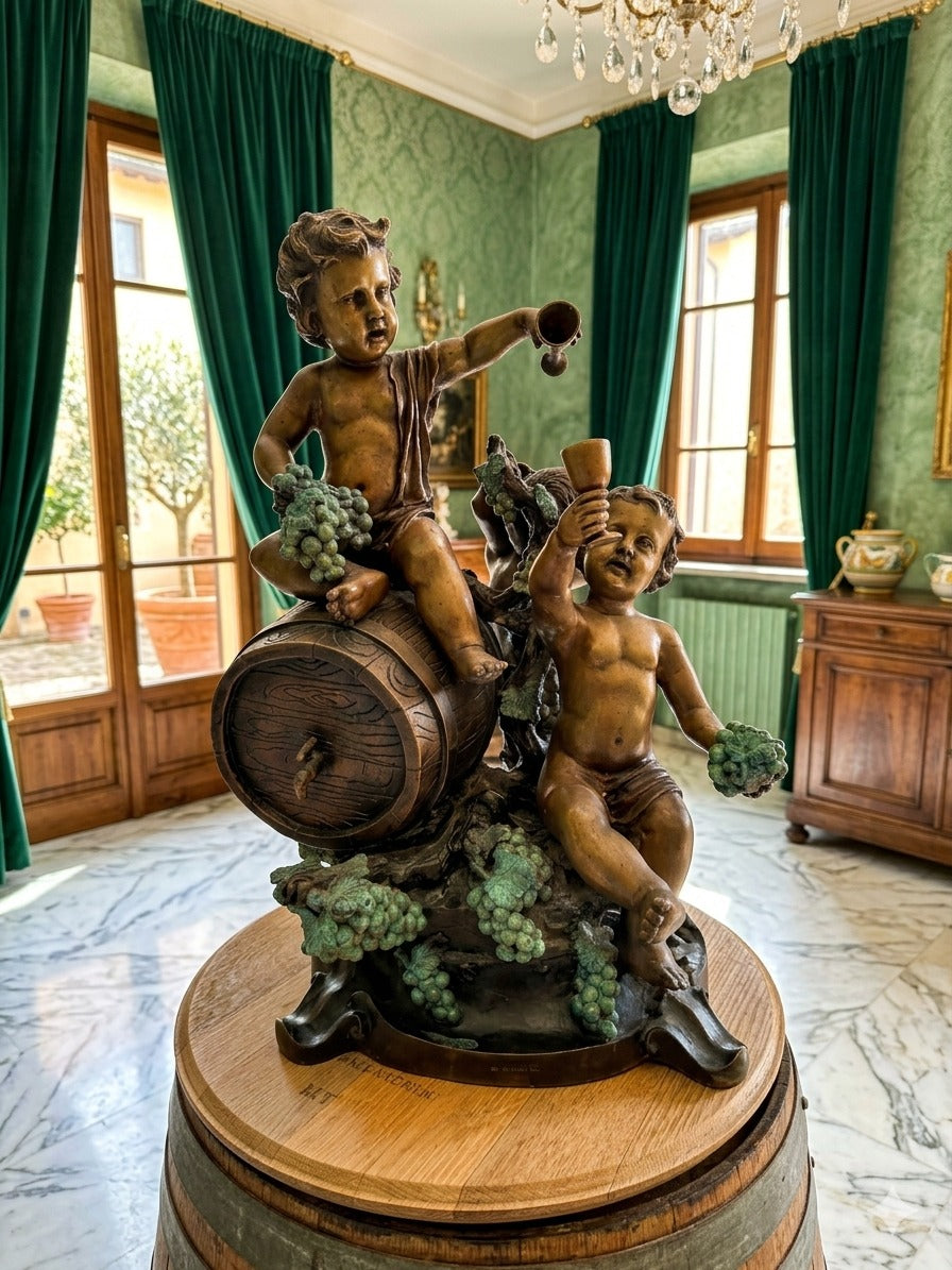 Bronze Sculpture with Bacchic Putti – A Celebration of Wine and Abundance 🌿🪙🍇