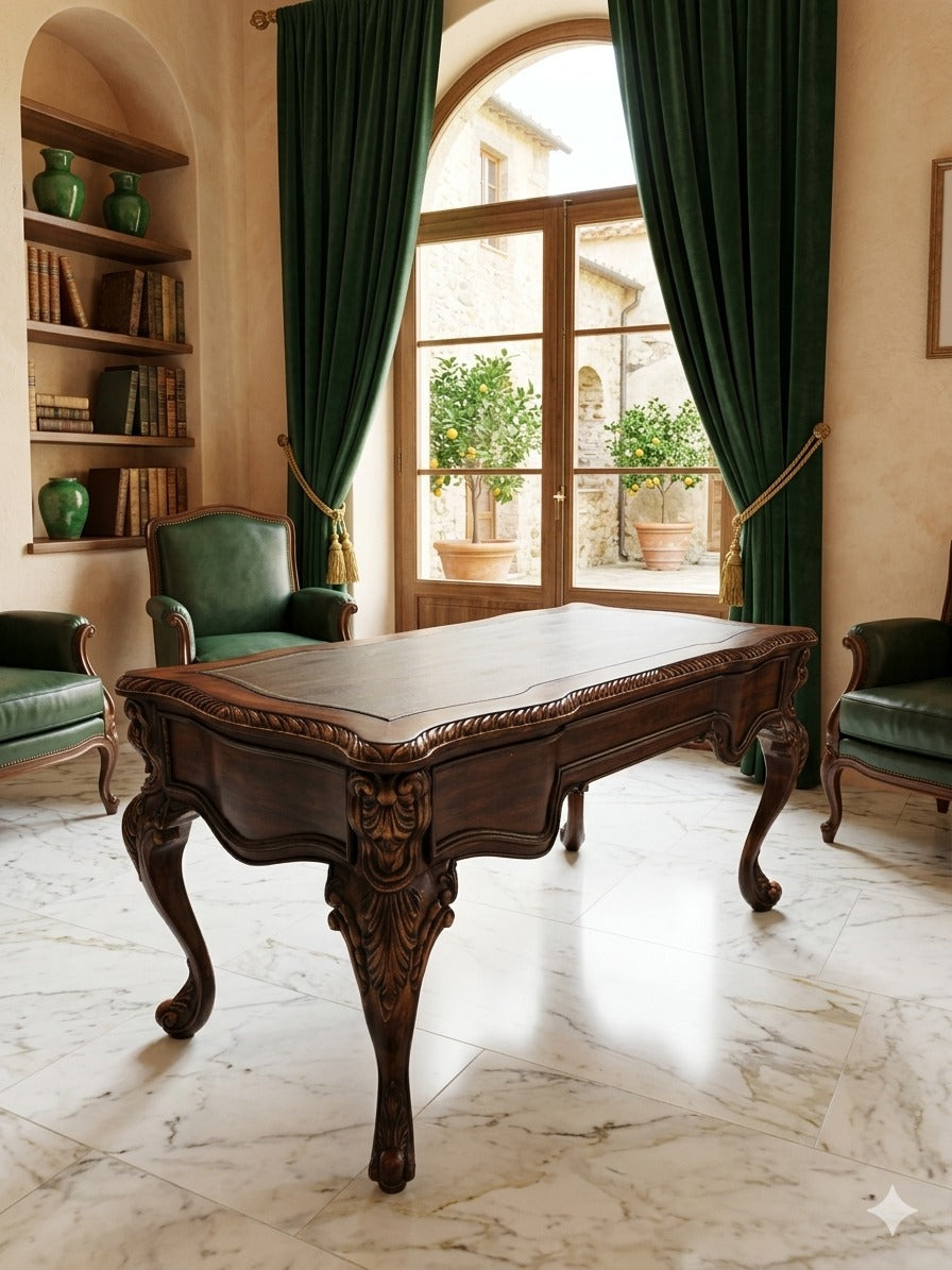 Mahogany Mother of Pearl Desk with Leather Top – Majesty and Distinction 🕰️⚜️✨