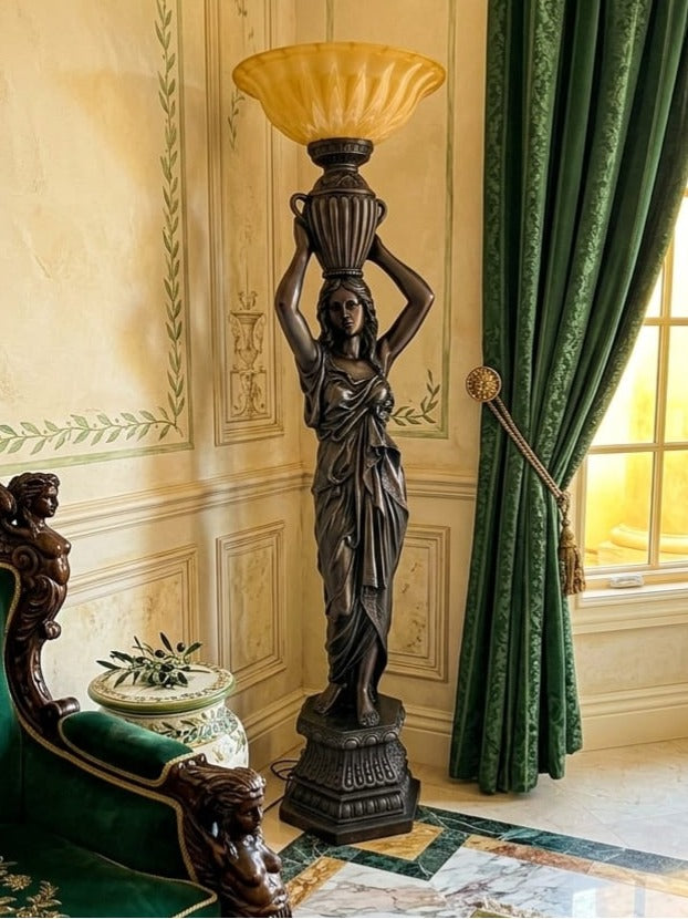 Art Nouveau Sculptural Lamp with Torch – Torchère Art Nouveau🌿🕯️🌿