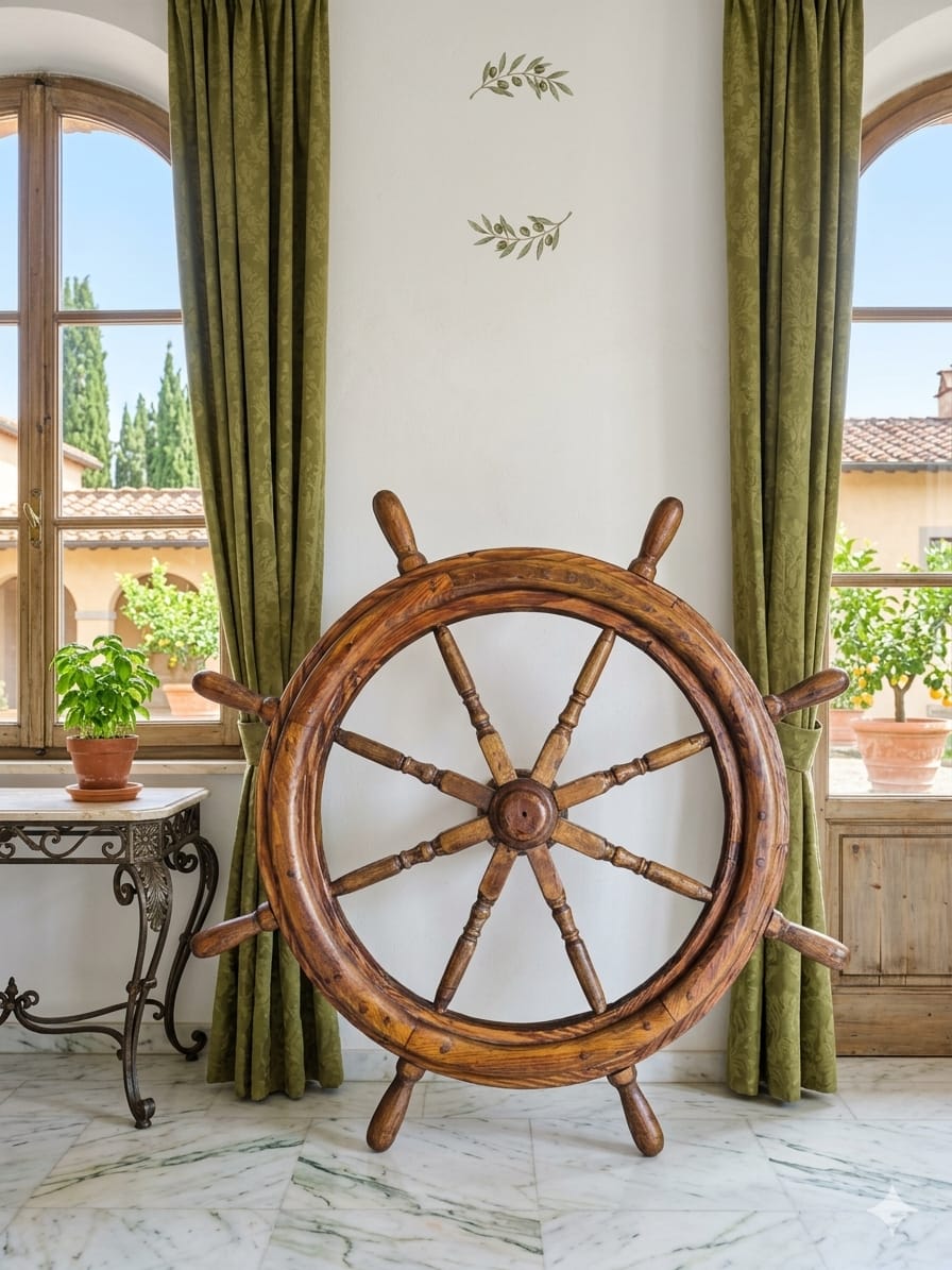 Decorative Nautical Wooden Helm 🪶🌺🪙