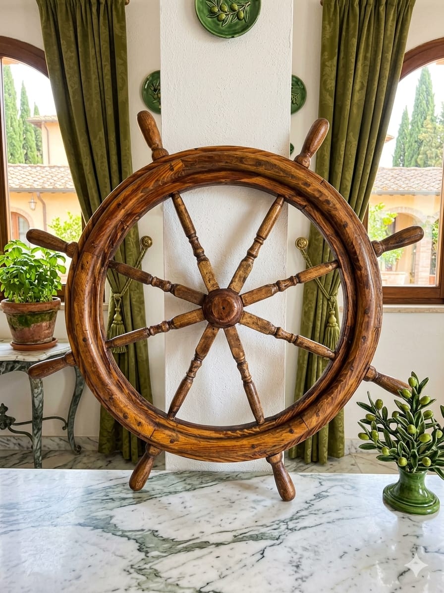Decorative Nautical Wooden Helm 🪶🌺🪙