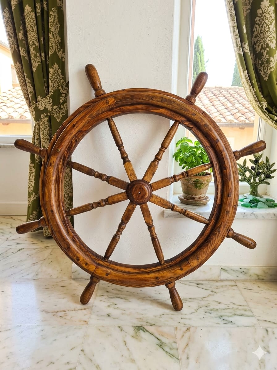 Decorative Nautical Wooden Helm 🪶🌺🪙