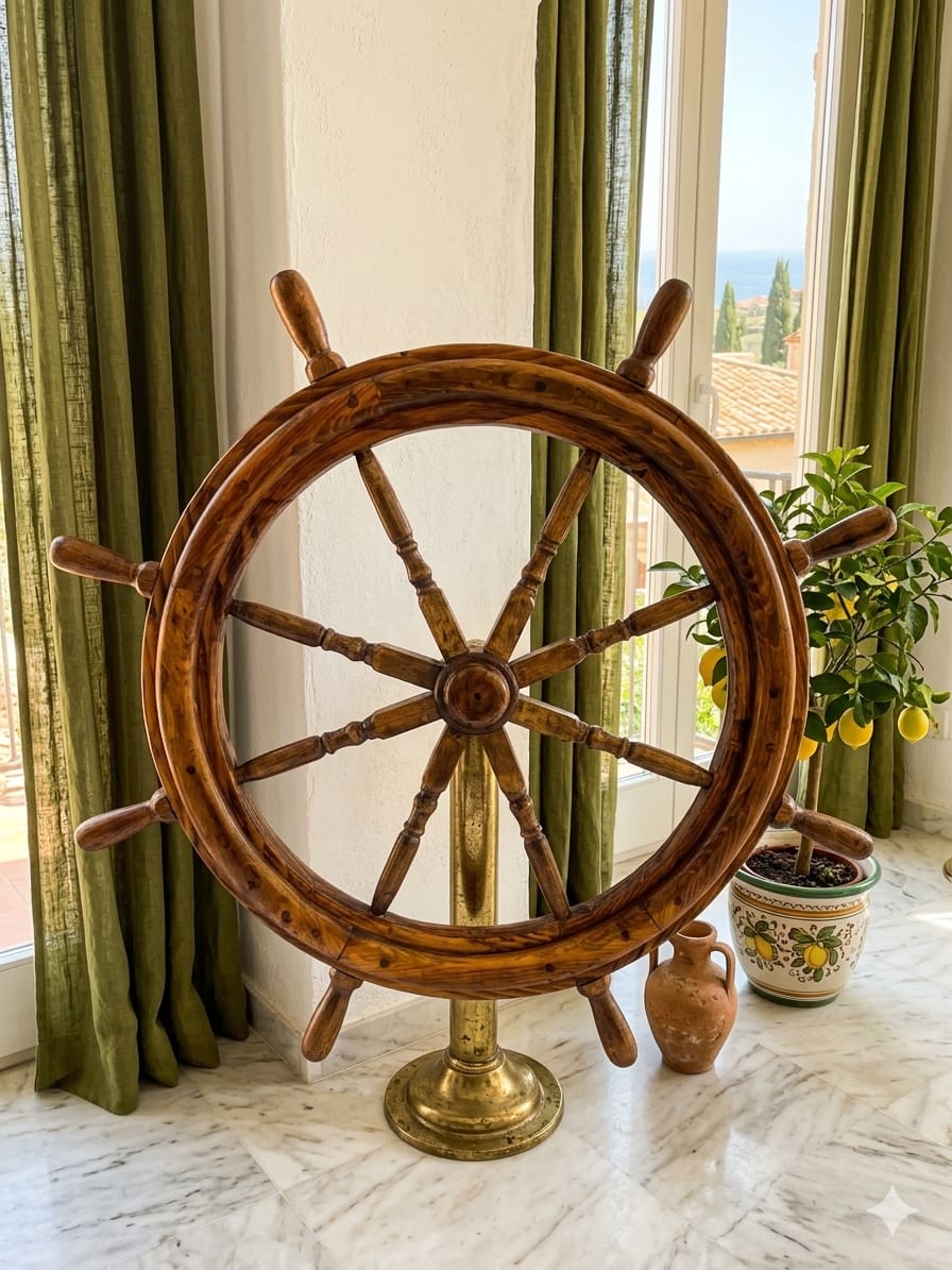 Decorative Nautical Wooden Helm 🪶🌺🪙