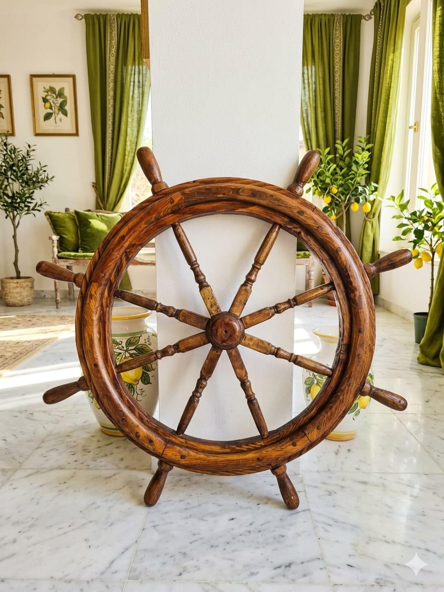 Decorative Nautical Wooden Helm 🪶🌺🪙