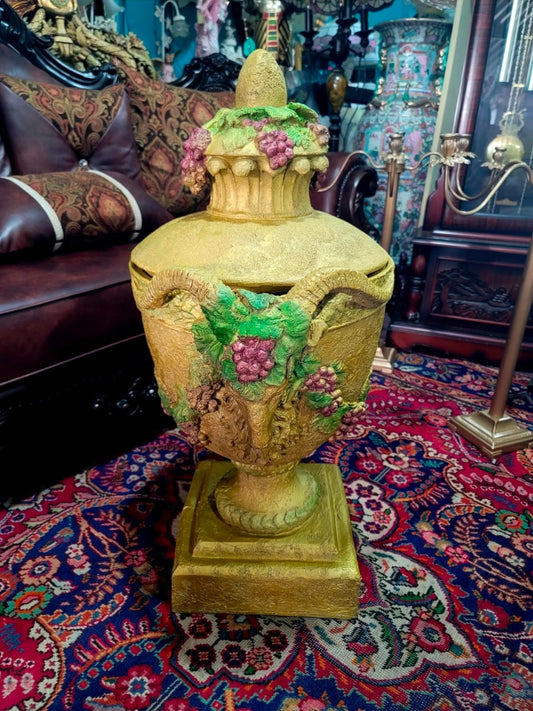 Jarron Macetero Vintage de Fibra de Vidrio con Motivos Clasicos✨🌿🏺