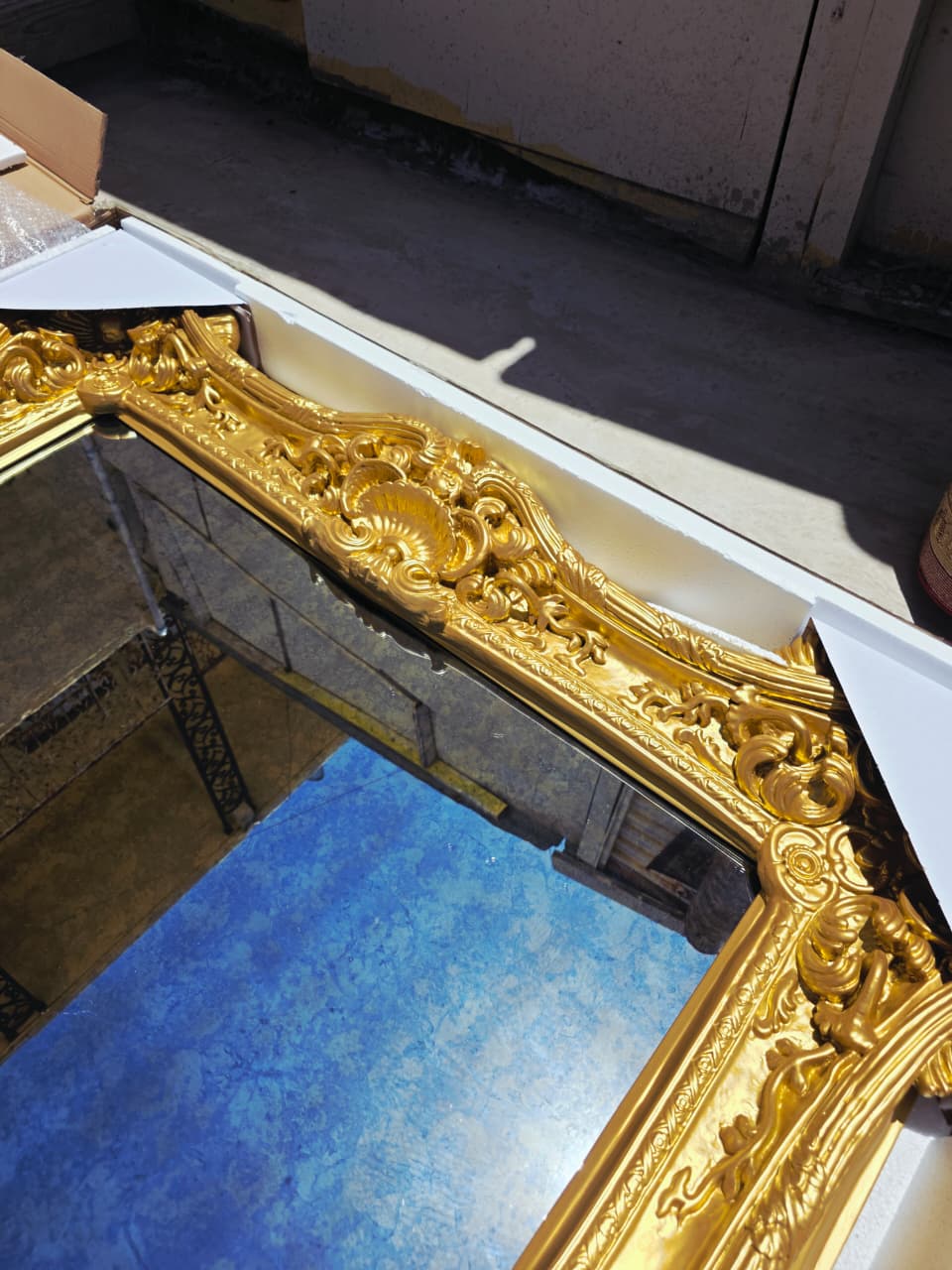 Espejo Grande Italiano Antiguo, Color Oro Estilo Venenciano🪞