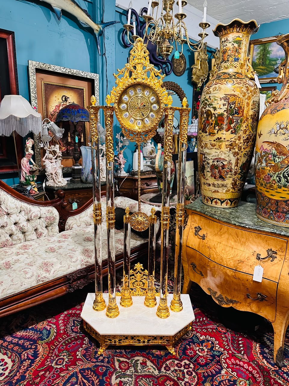 Homey Designs Inc. Grandfather Clock - Gold Brass with Chimes 🕰️