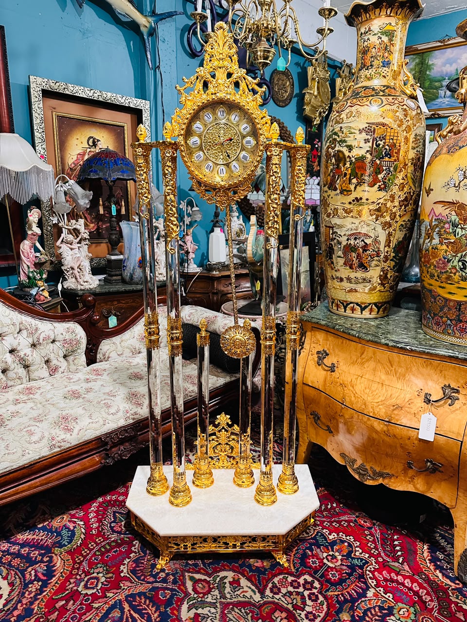 Homey Designs Inc. Grandfather Clock - Gold Brass with Chimes 🕰️