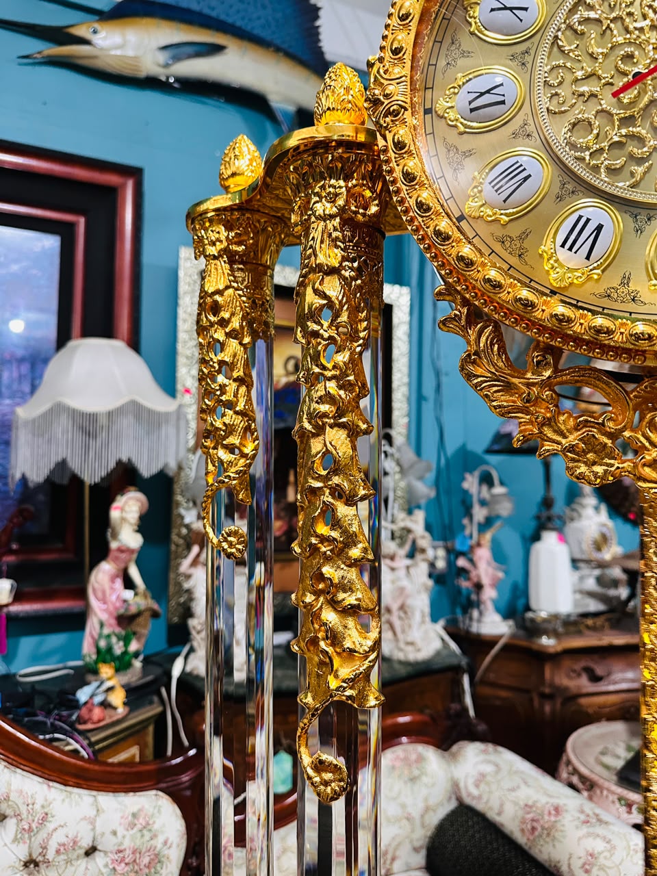 Homey Designs Inc. Grandfather Clock - Gold Brass with Chimes 🕰️