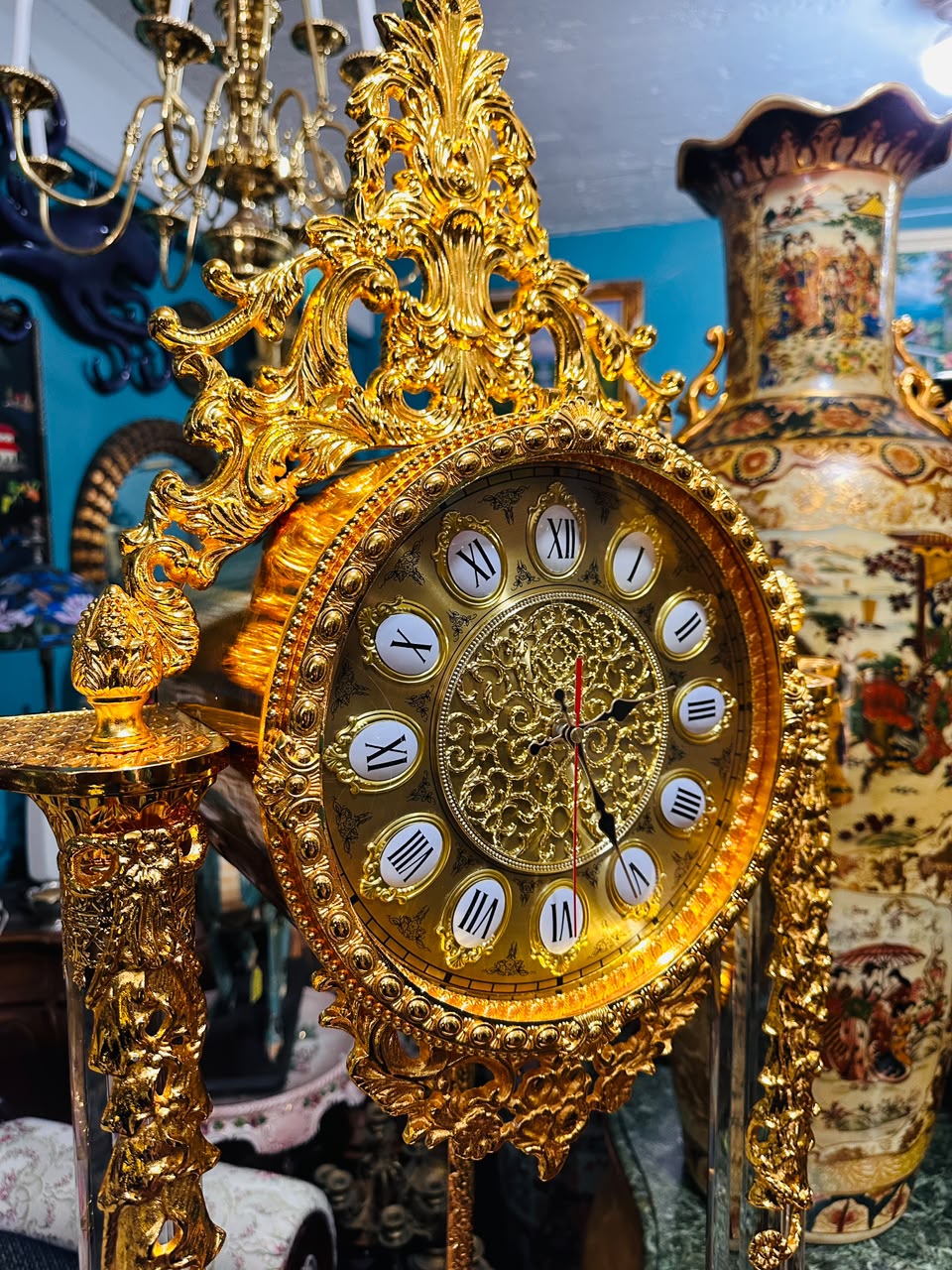 Homey Designs Inc. Grandfather Clock - Gold Brass with Chimes 🕰️