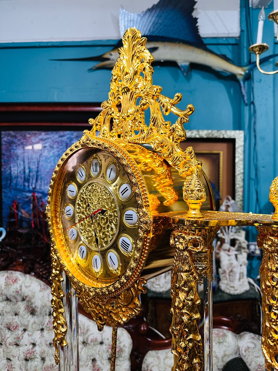 Homey Designs Inc. Grandfather Clock - Gold Brass with Chimes 🕰️
