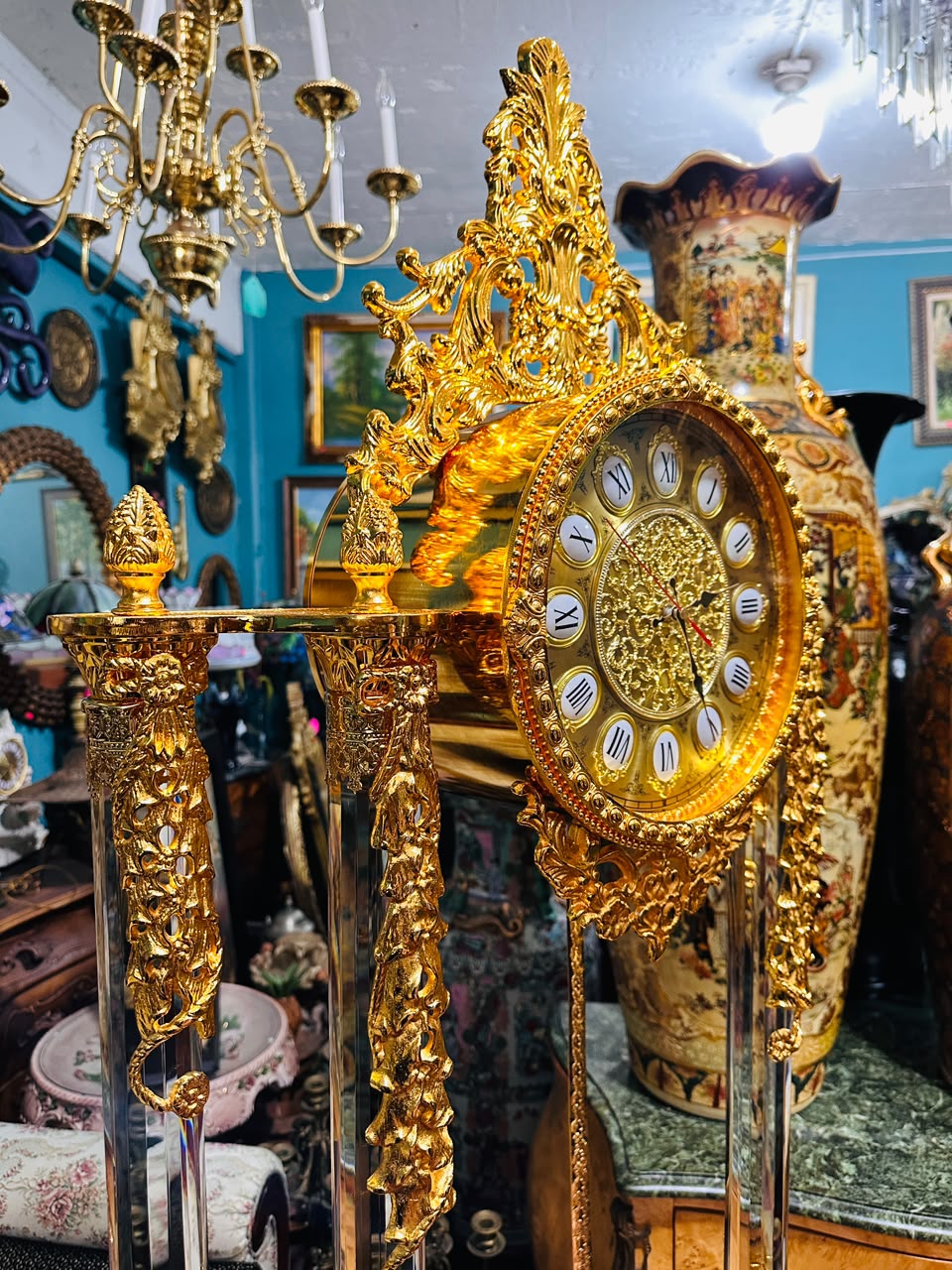 Homey Designs Inc. Grandfather Clock - Gold Brass with Chimes 🕰️