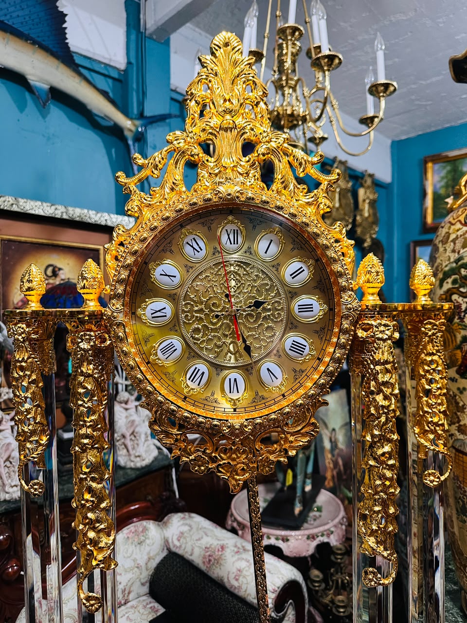 Homey Designs Inc. Grandfather Clock - Gold Brass with Chimes 🕰️