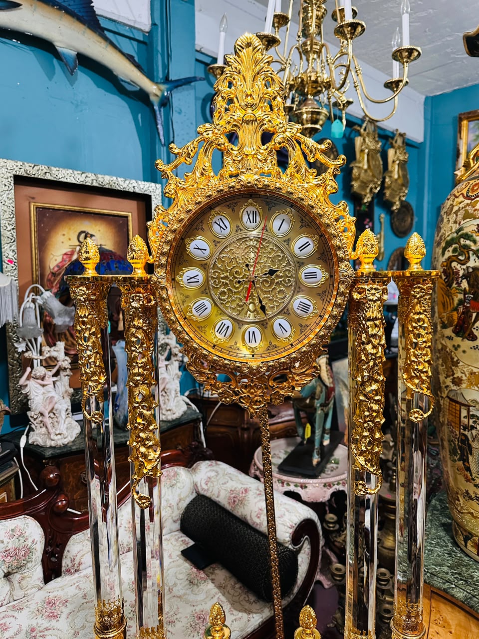 Homey Designs Inc. Grandfather Clock - Gold Brass with Chimes 🕰️