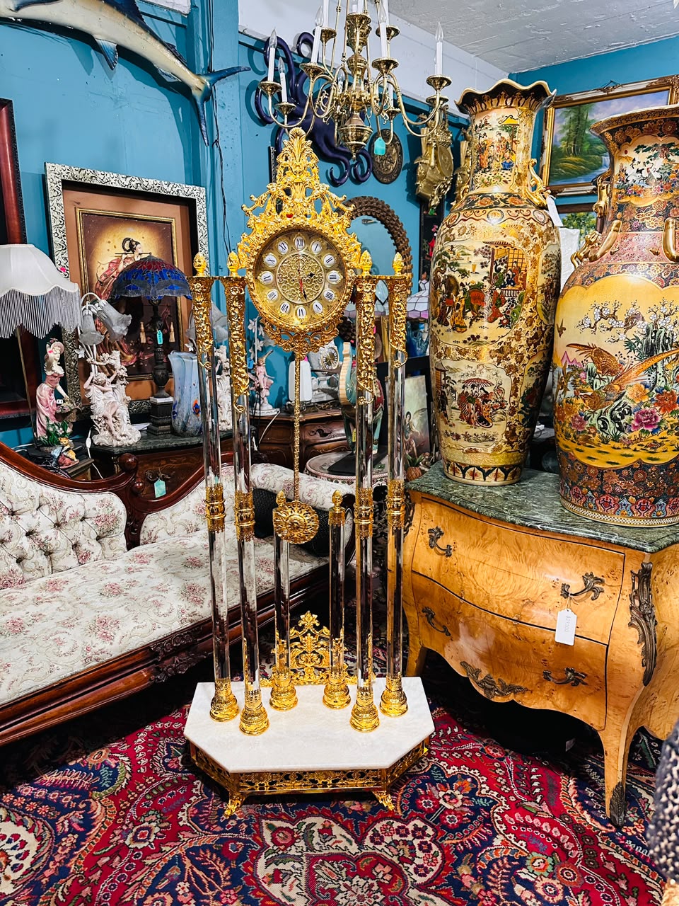 Homey Designs Inc. Grandfather Clock - Gold Brass with Chimes 🕰️